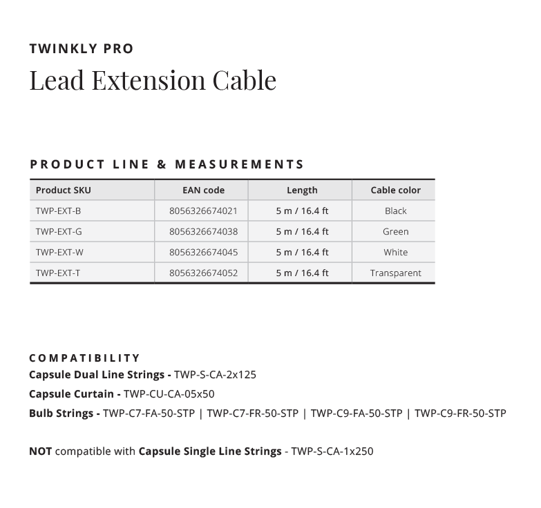 EXTENSION LEAD CABLE